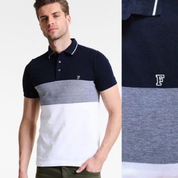 French Connection Polo Men's Color Block Logo - Picture 1 of 6